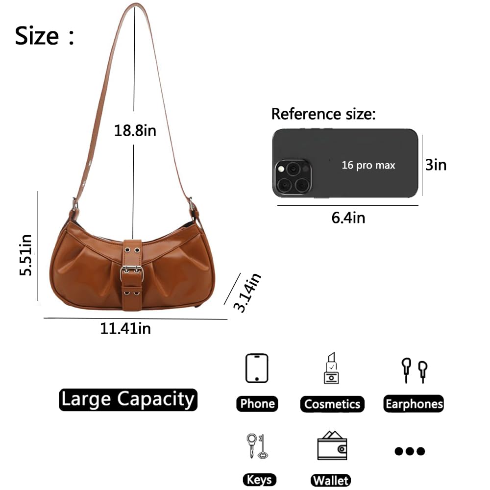 Y2K Shoulder Bag Leather Hobo Bags for Women, Small Cute Clutch Purses Millard Bag