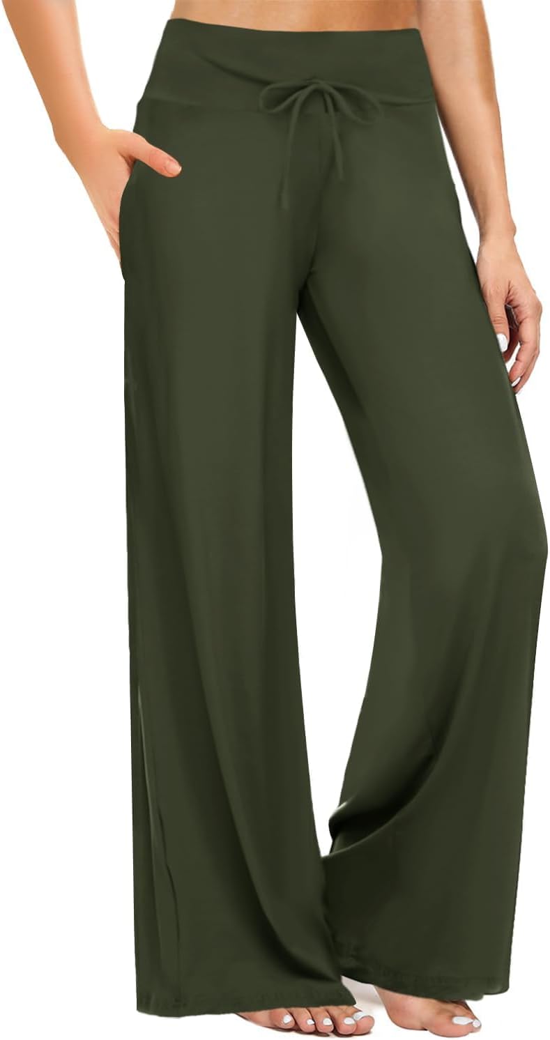 Gaucho  Wide Leg Pants - Palazzo Yoga Pants Lounge Comfy Casual Drawstring