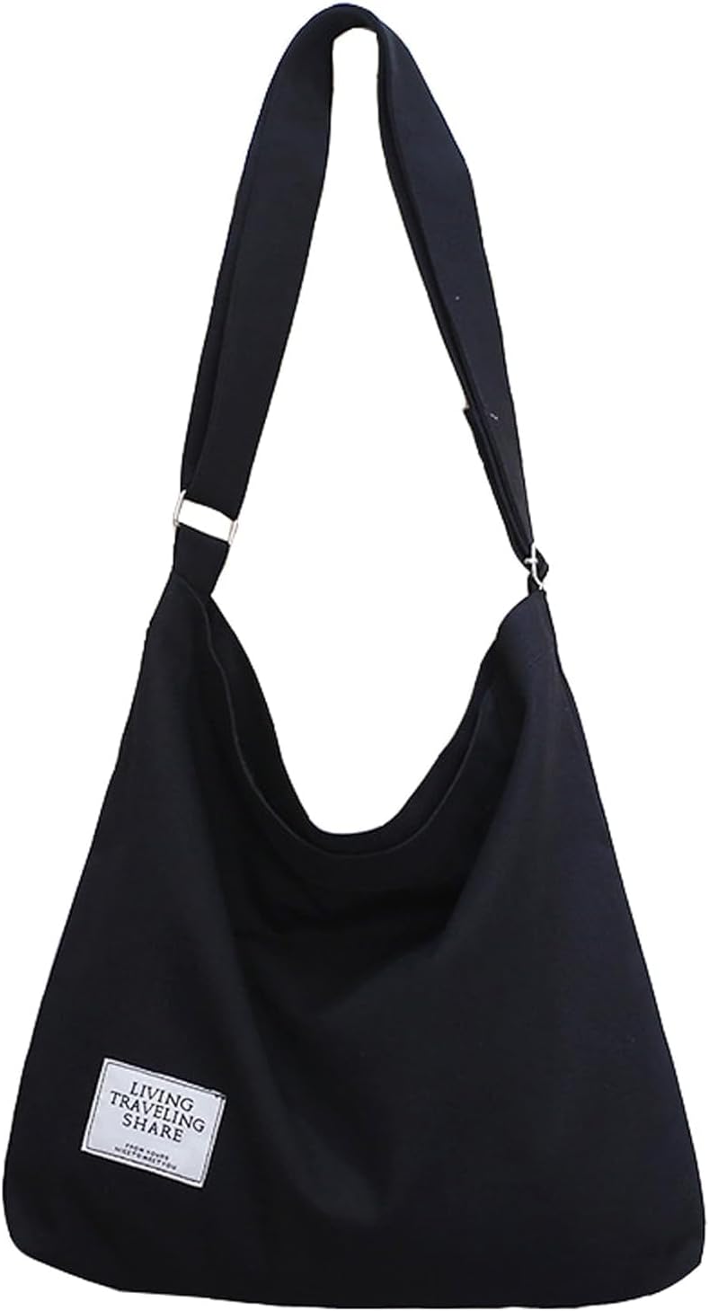 Women's Retro Large Size Canvas Shoulder Bag Hobo Crossbody Handbag Casual Tote