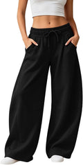 Barrel Sweatpants Women Wide Leg Baggy Lounge Casual Y2K Elastic Waisted Lounge Track Travel Pants with Pockets