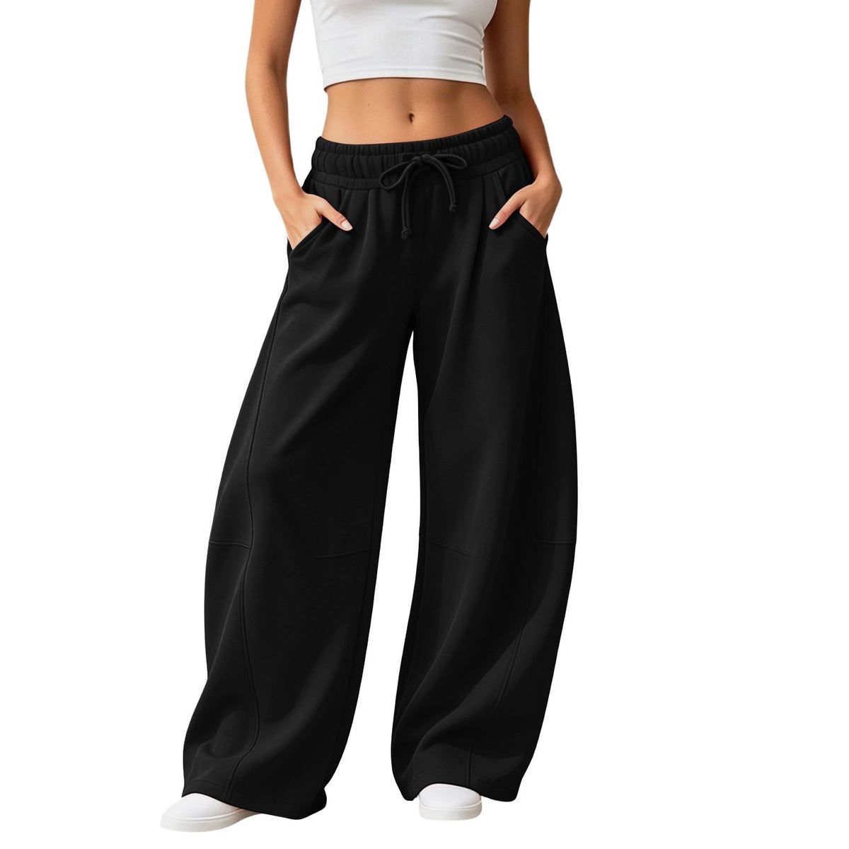Barrel Sweatpants Women Wide Leg Baggy Lounge Casual Y2K Elastic Waisted Lounge Track Travel Pants with Pockets