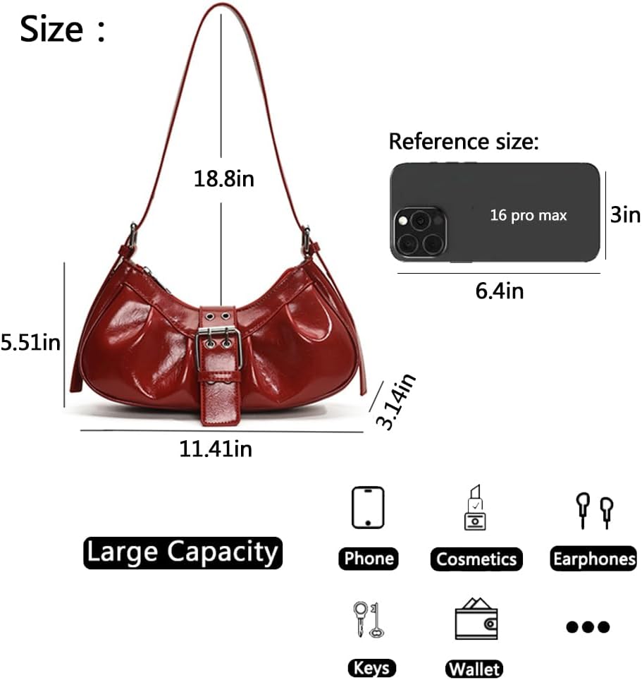Y2K Shoulder Bag Leather Hobo Bags for Women, Small Cute Clutch Purses Millard Bag