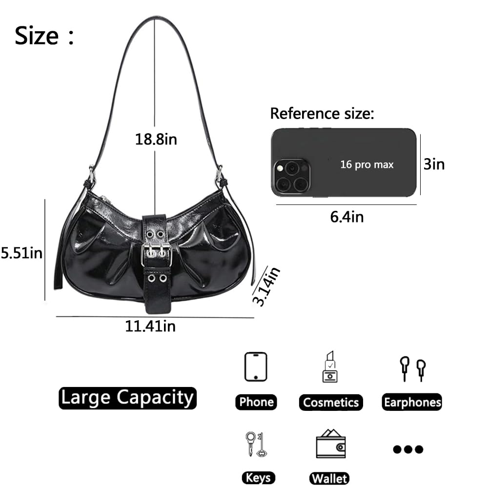 Y2K Shoulder Bag Leather Hobo Bags for Women, Small Cute Clutch Purses Millard Bag