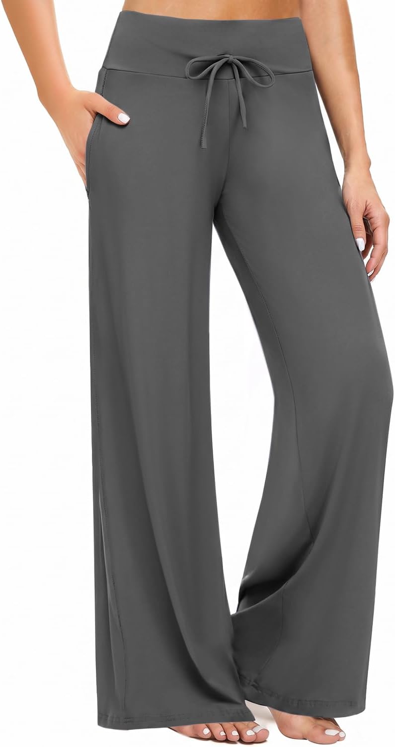 Gaucho  Wide Leg Pants - Palazzo Yoga Pants Lounge Comfy Casual Drawstring