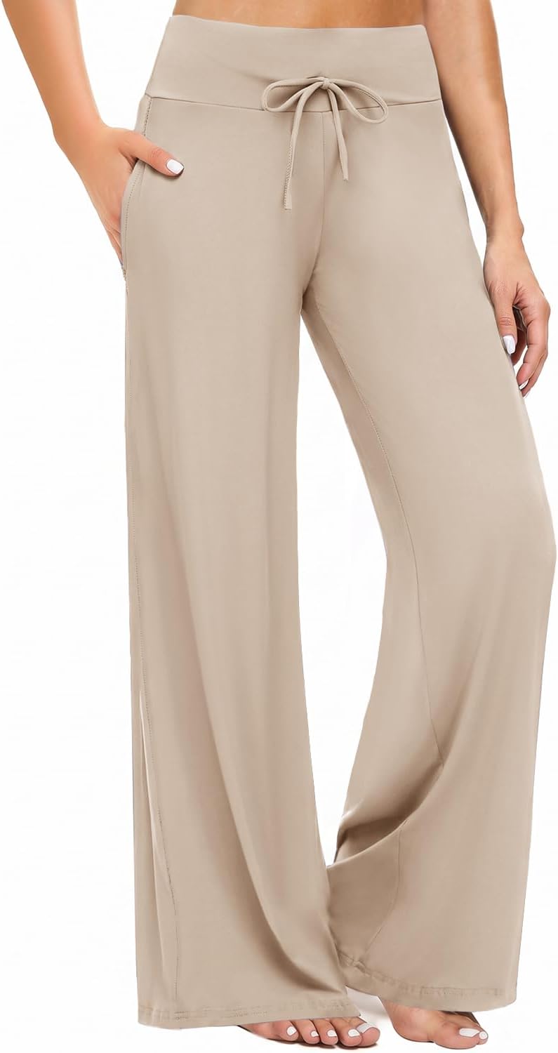 Gaucho  Wide Leg Pants - Palazzo Yoga Pants Lounge Comfy Casual Drawstring