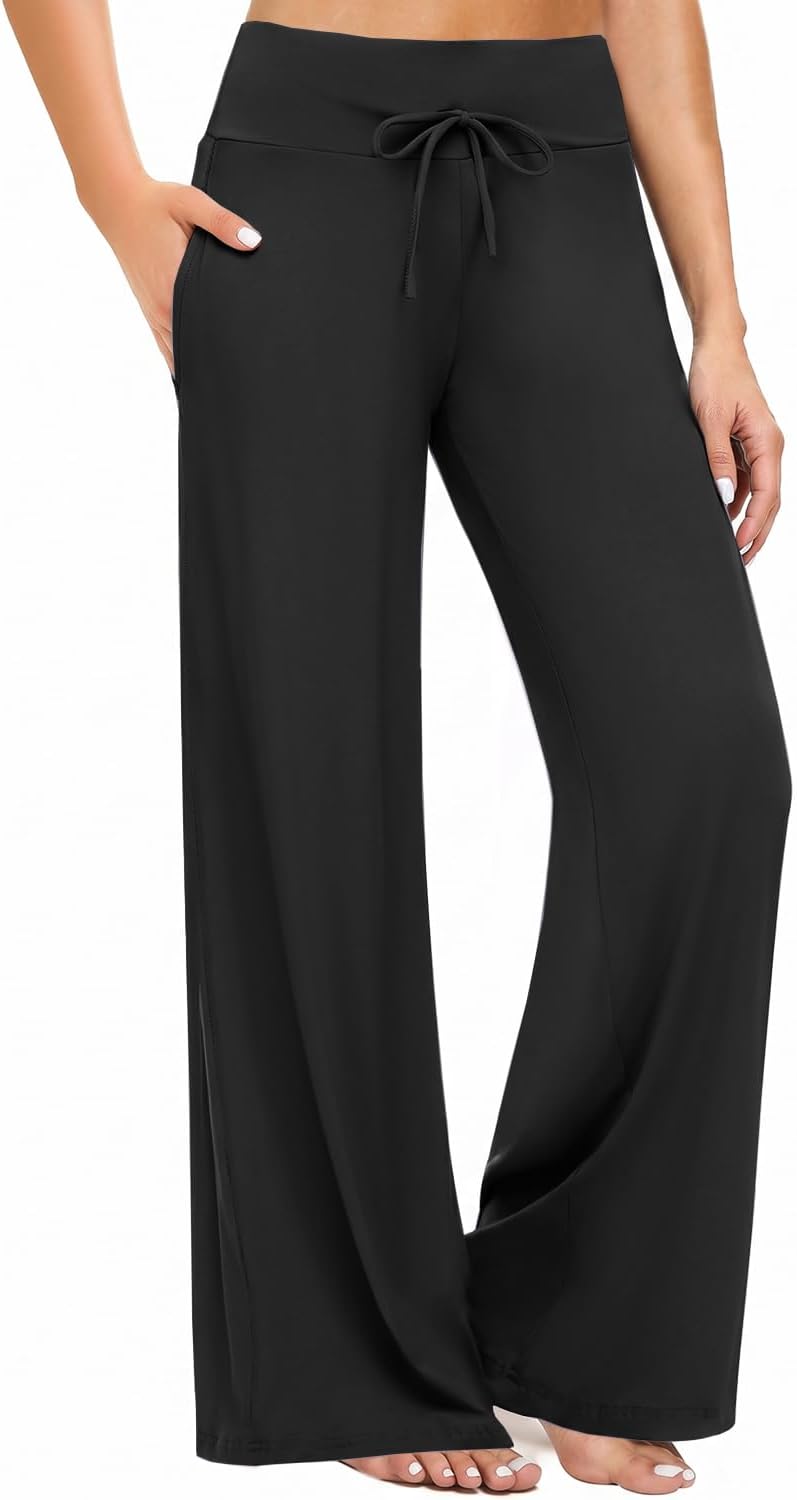 Gaucho  Wide Leg Pants - Palazzo Yoga Pants Lounge Comfy Casual Drawstring