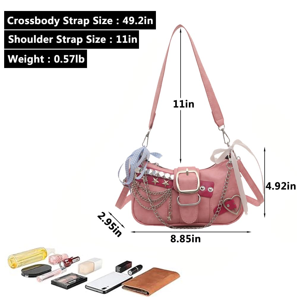 Y2K Shoulder Bag Leather Hobo Bags for Women, Small Cute Clutch Purses Millard Bag
