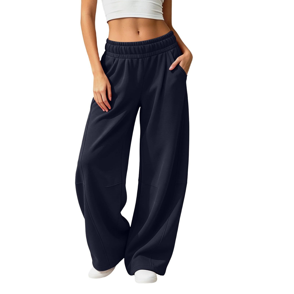 Barrel Sweatpants Women Wide Leg Baggy Lounge Casual Y2K Elastic Waisted Lounge Track Travel Pants with Pockets