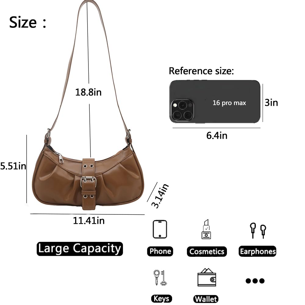 Y2K Shoulder Bag Leather Hobo Bags for Women, Small Cute Clutch Purses Millard Bag