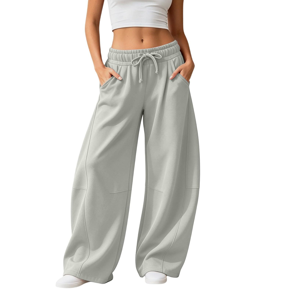Barrel Sweatpants Women Wide Leg Baggy Lounge Casual Y2K Elastic Waisted Lounge Track Travel Pants with Pockets