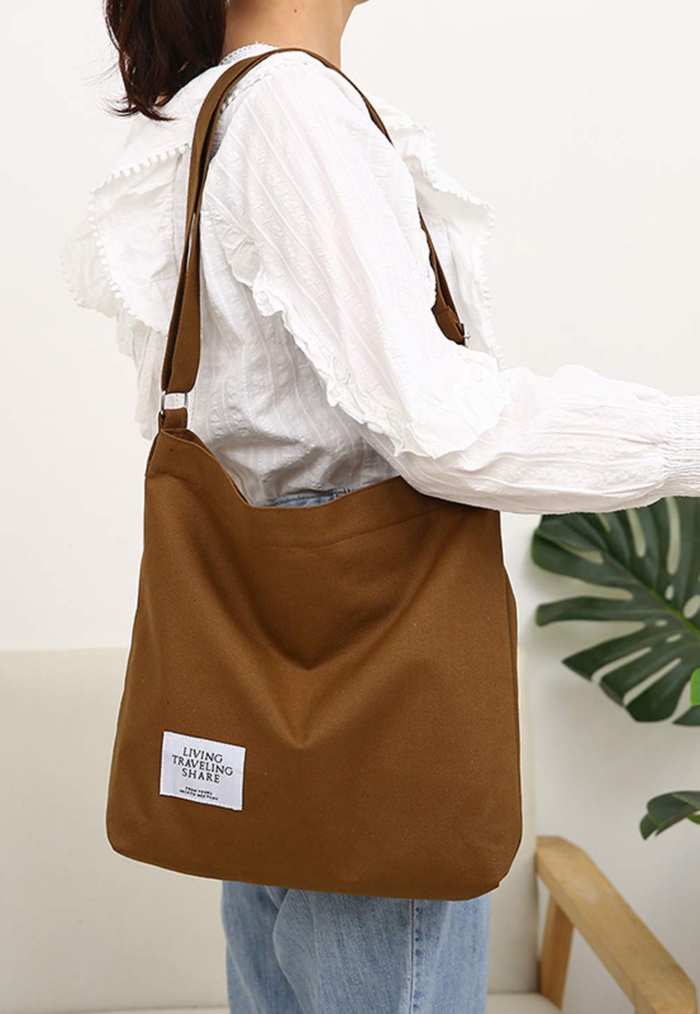 Women's Retro Large Size Canvas Shoulder Bag Hobo Crossbody Handbag Casual Tote
