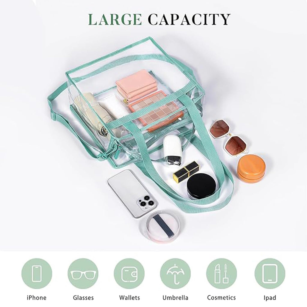Clear Bags Concert Stadium Approved Clear Tote Bag with Zipper Closure Crossbody Shoulder Bag with Adjustable Strap