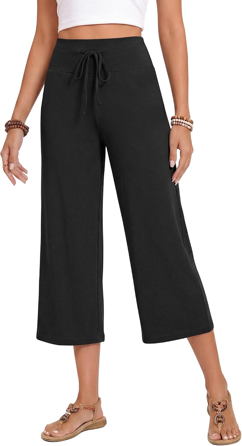 Gaucho  Wide Leg Pants - Palazzo Yoga Pants Lounge Comfy Casual Drawstring