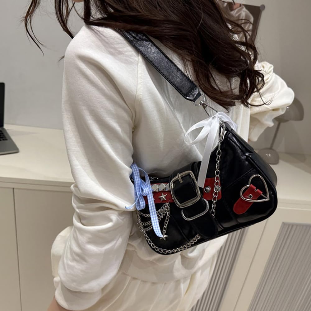 Y2K Shoulder Bag Leather Hobo Bags for Women, Small Cute Clutch Purses Millard Bag