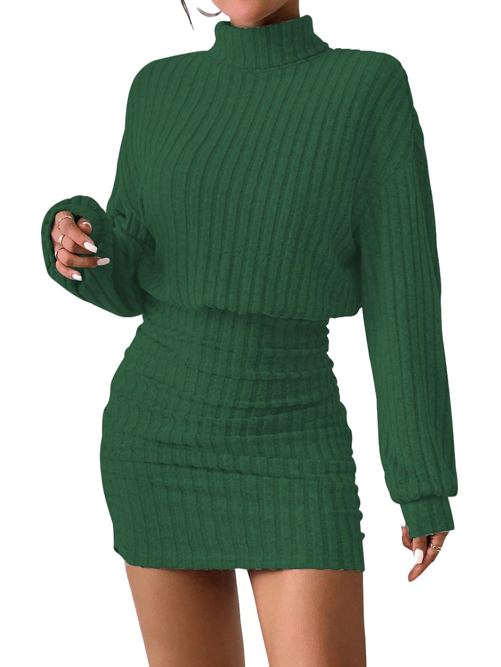 Women's Sweater Dress Ruched Bodycon Mini Dress