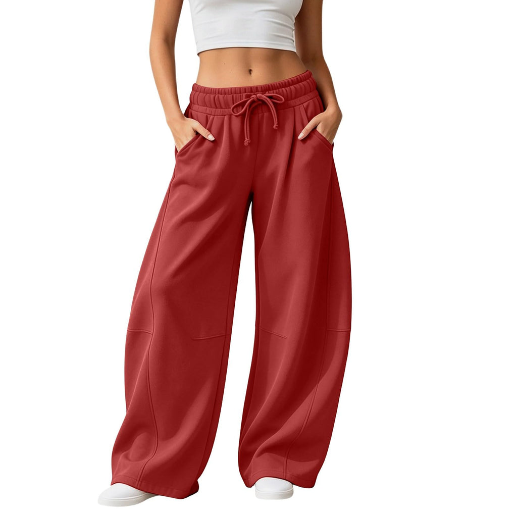 Barrel Sweatpants Women Wide Leg Baggy Lounge Casual Y2K Elastic Waisted Lounge Track Travel Pants with Pockets