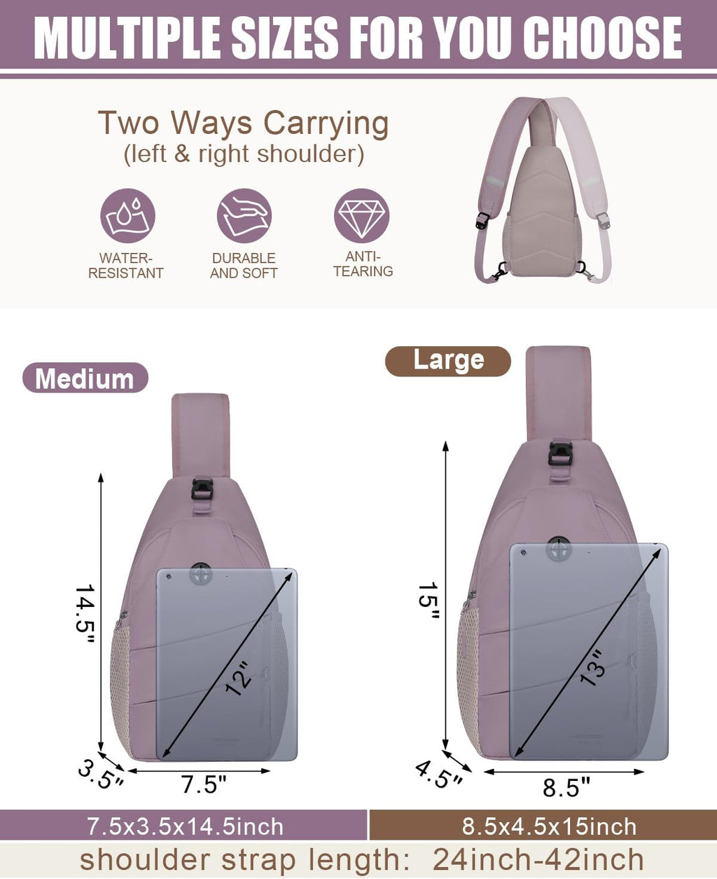 Travel Crossbody Bags for Women Men Trendy Sling Bag Backpack Casual Chest Bag with Convertible Shoulder Strap Waterproof