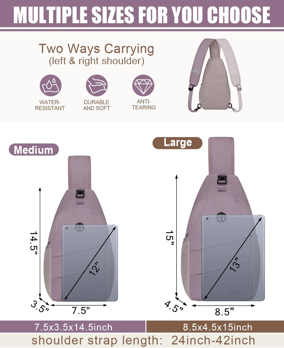 Travel Crossbody Bags for Women Men Trendy Sling Bag Backpack Casual Chest Bag with Convertible Shoulder Strap Waterproof