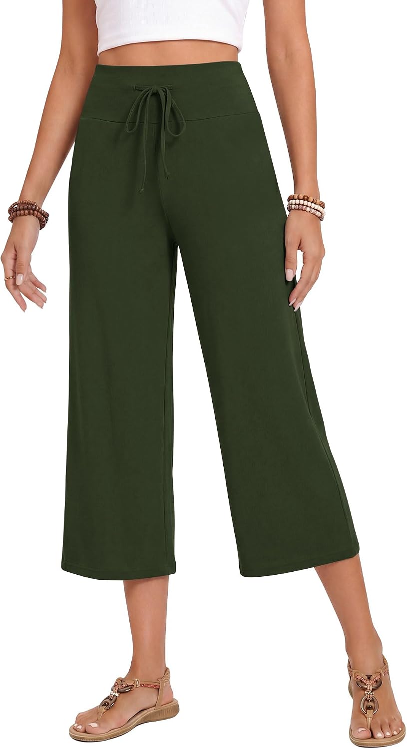 Gaucho  Wide Leg Pants - Palazzo Yoga Pants Lounge Comfy Casual Drawstring
