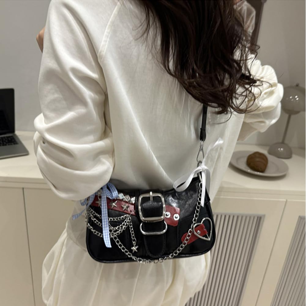 Y2K Shoulder Bag Leather Hobo Bags for Women, Small Cute Clutch Purses Millard Bag