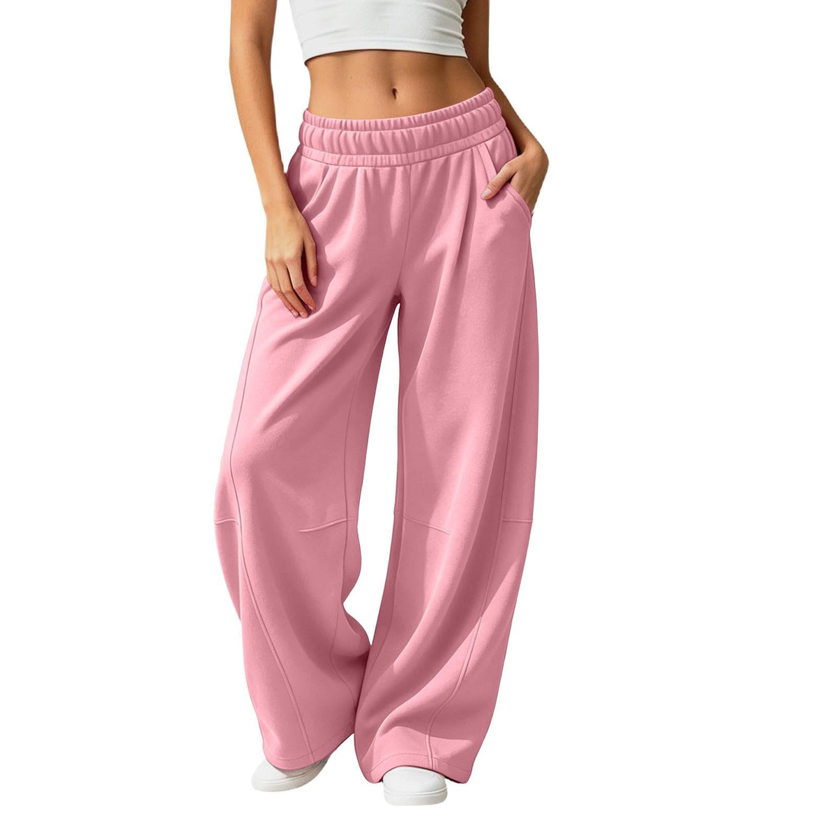 Barrel Sweatpants Women Wide Leg Baggy Lounge Casual Y2K Elastic Waisted Lounge Track Travel Pants with Pockets