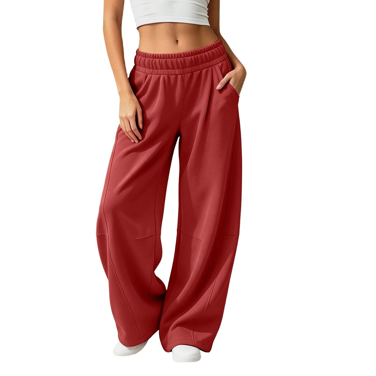 Barrel Sweatpants Women Wide Leg Baggy Lounge Casual Y2K Elastic Waisted Lounge Track Travel Pants with Pockets