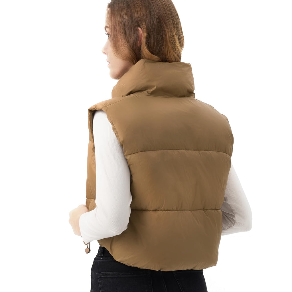 Women's Cropped Puffer Vest Lightweight Sleeveless Warm Vests For Women