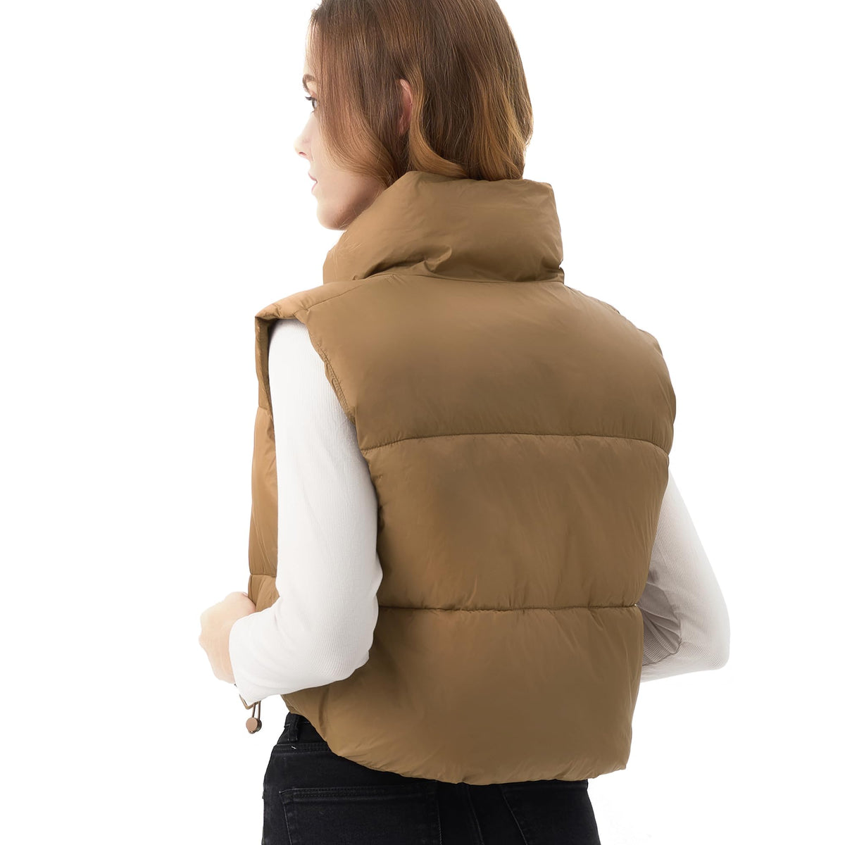 Women's Cropped Puffer Vest Lightweight Sleeveless Warm Vests For Women