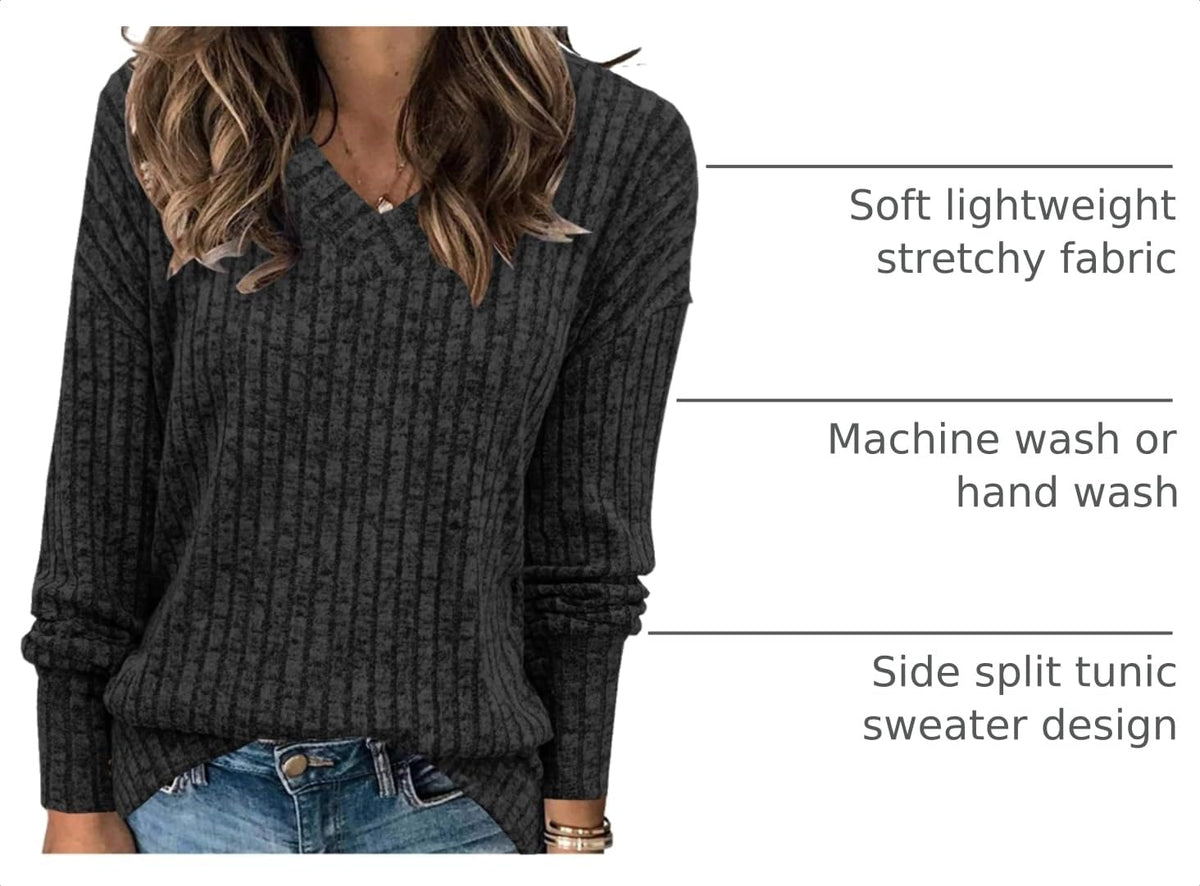 Women's Sweatshirts V Neck Long Sleeve Shirts Casual Fall