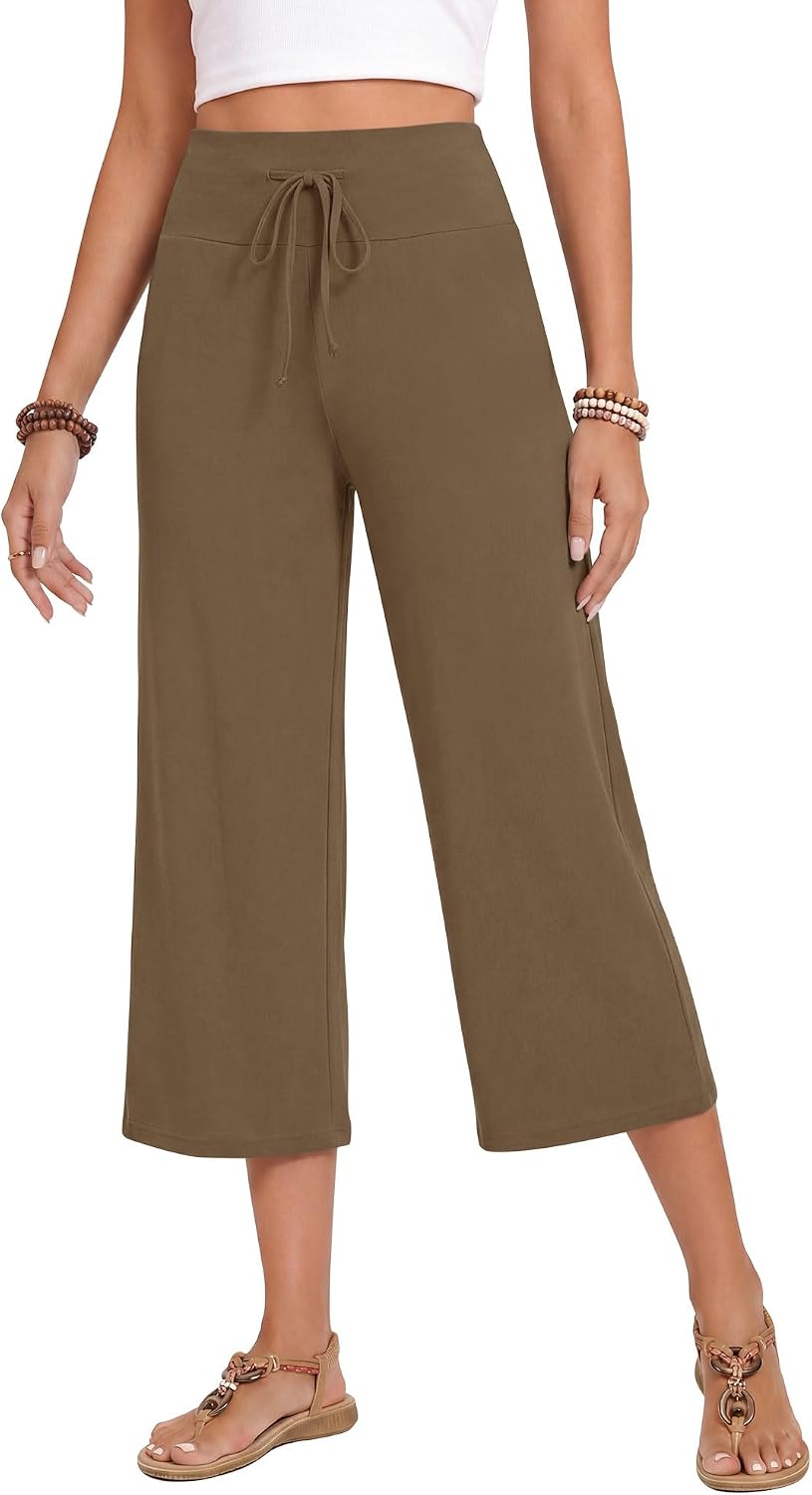 Gaucho  Wide Leg Pants - Palazzo Yoga Pants Lounge Comfy Casual Drawstring
