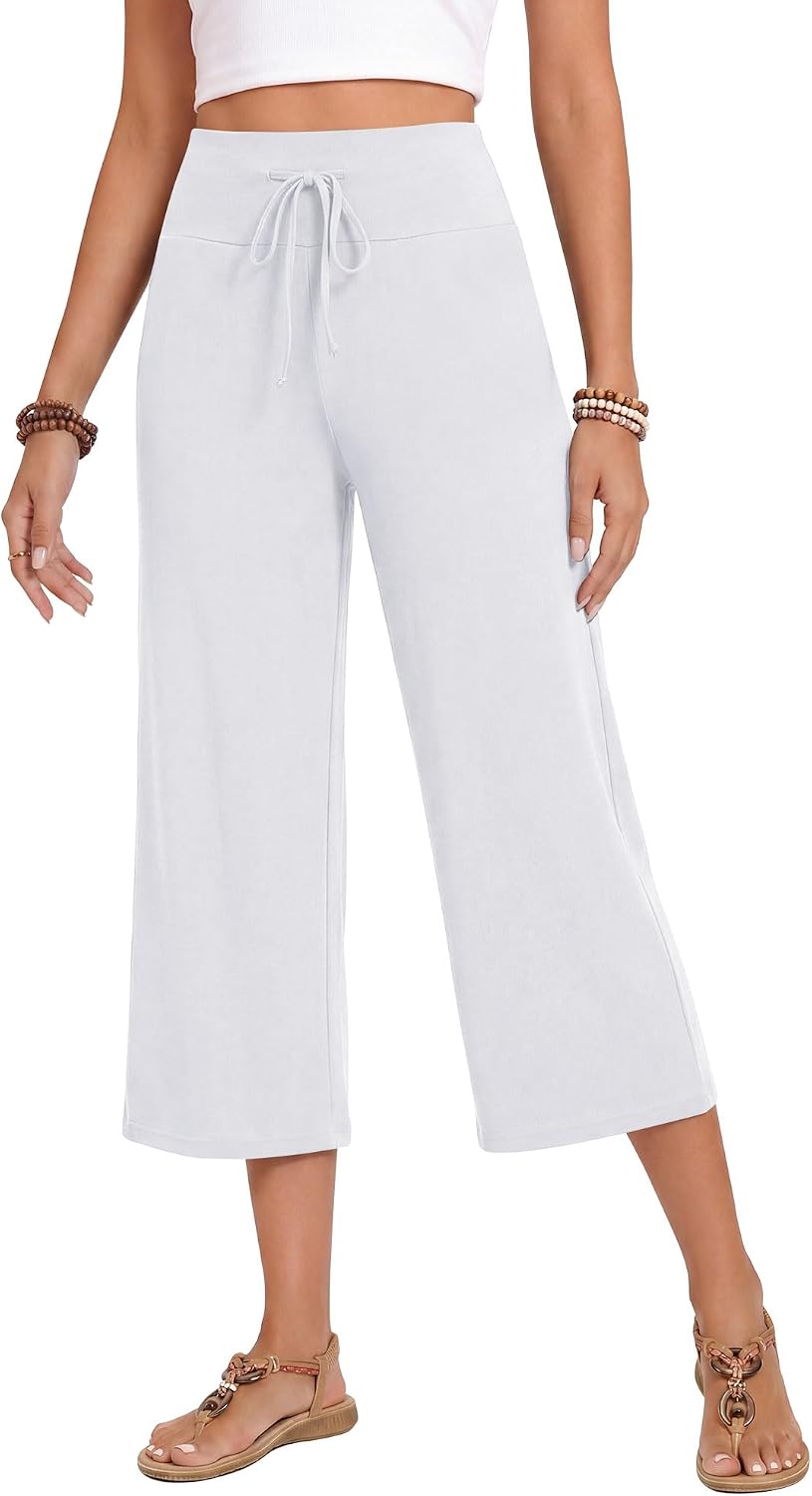 Gaucho  Wide Leg Pants - Palazzo Yoga Pants Lounge Comfy Casual Drawstring
