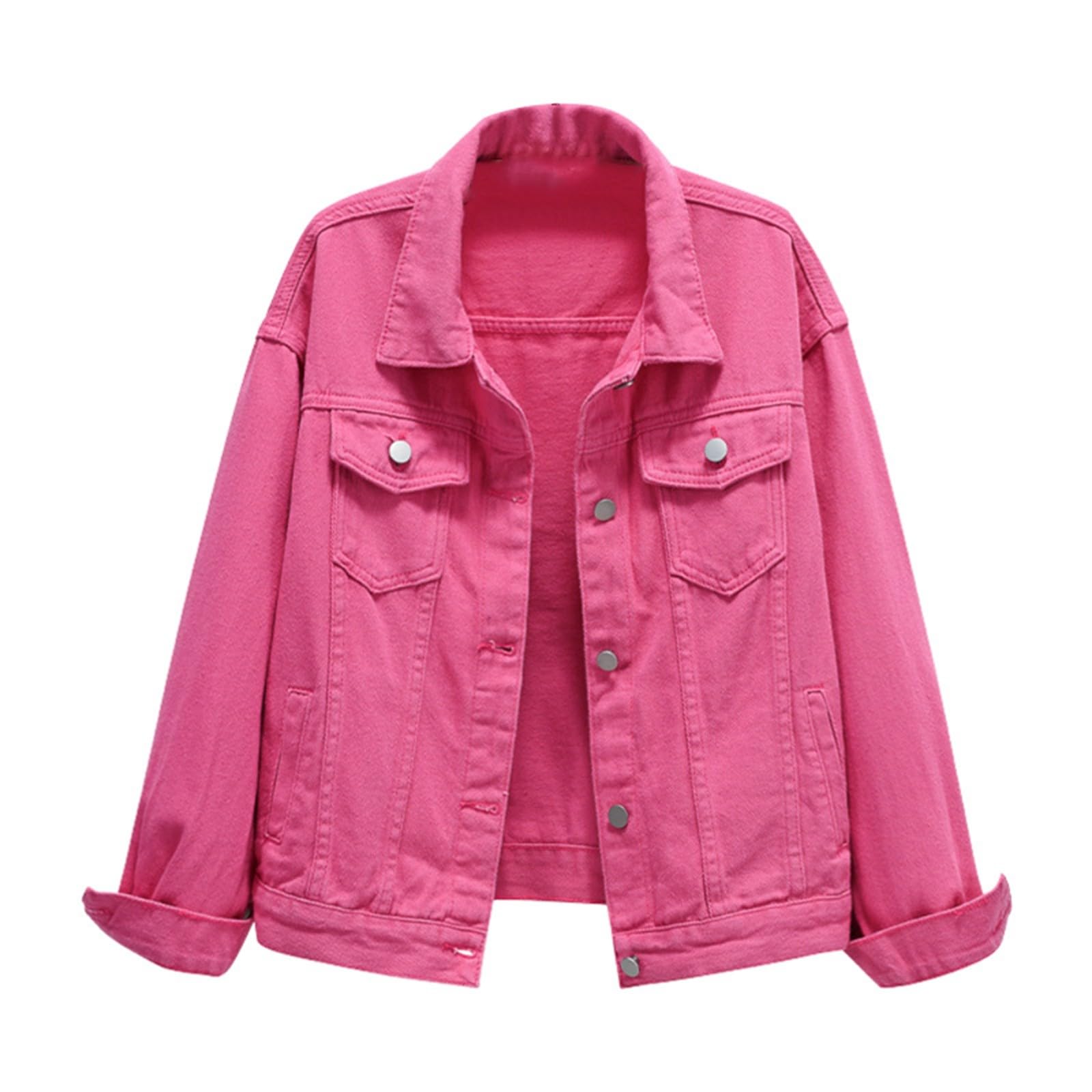 Plus Womens Denim Jackets Long Sleeve Button Jean Coats Fall Jacket With Pockets