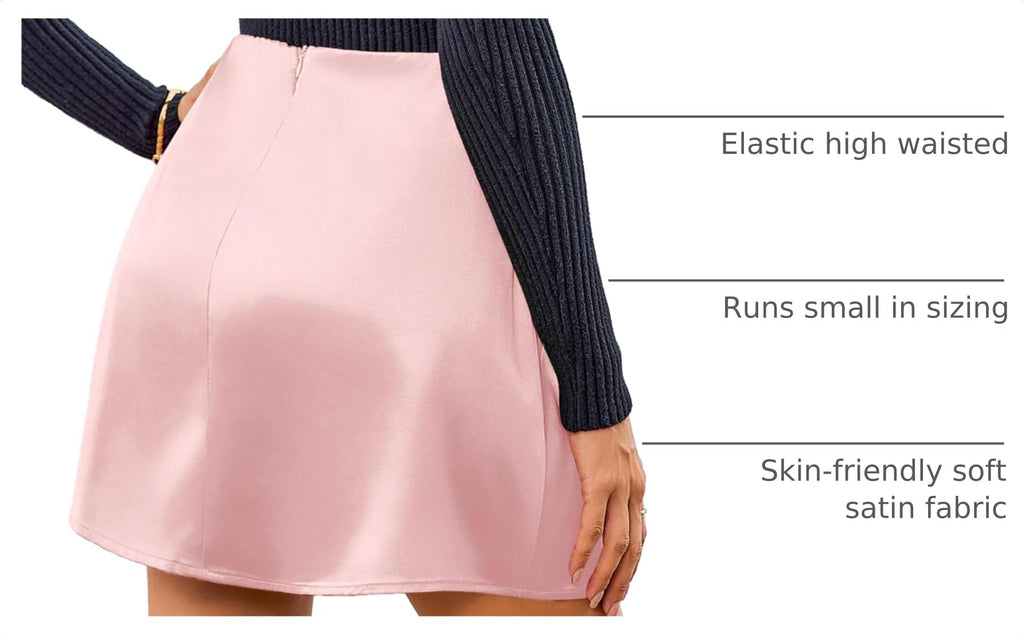 Stretchy Satin Mini Skirt High Waisted