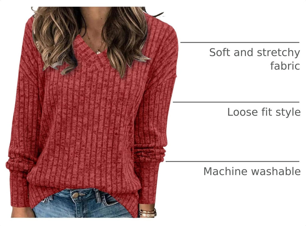 Women's Sweatshirts V Neck Long Sleeve Shirts Casual Fall