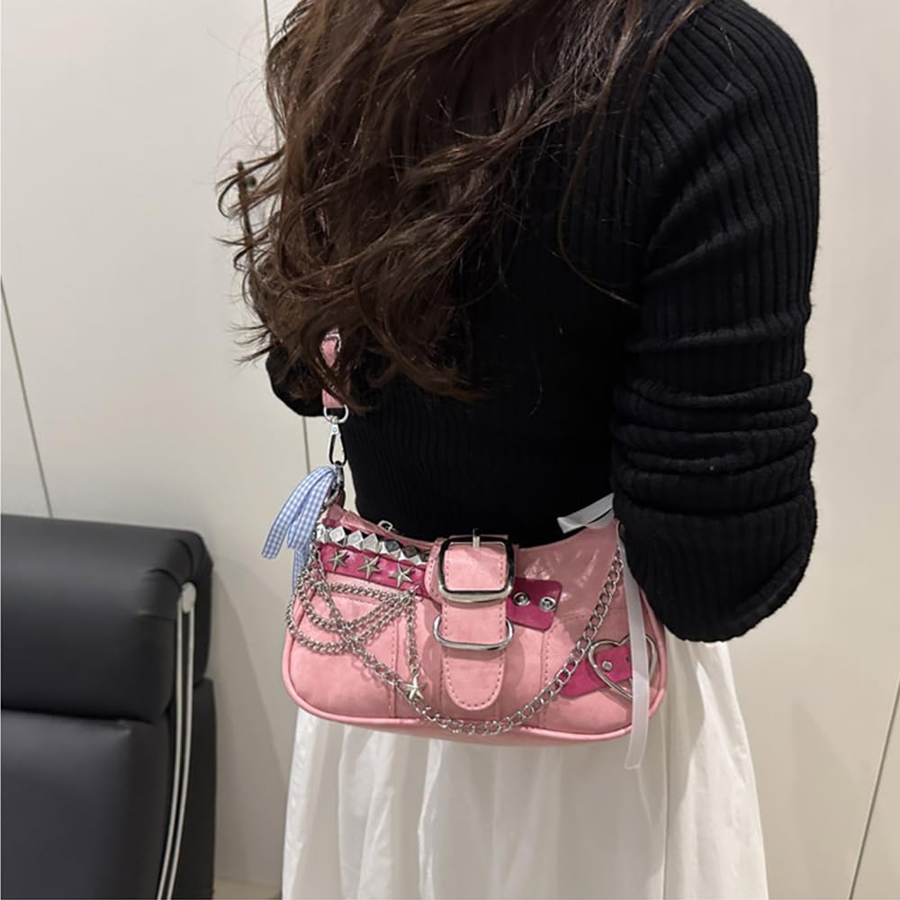 Y2K Shoulder Bag Leather Hobo Bags for Women, Small Cute Clutch Purses Millard Bag