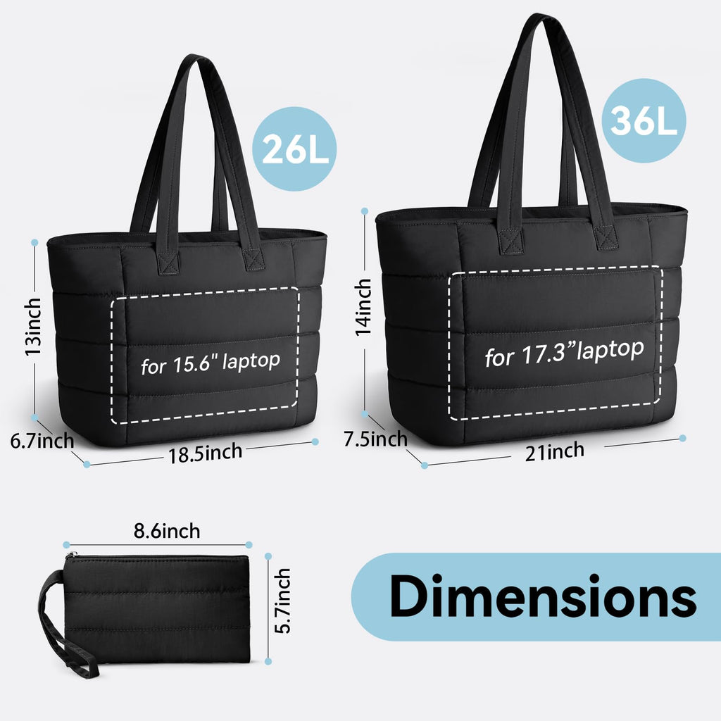 College Puffer Tote Healthcare Nursing School Bag for Women - Nurse Healthcare Student Laptop  HandBag with Bottle Pocket