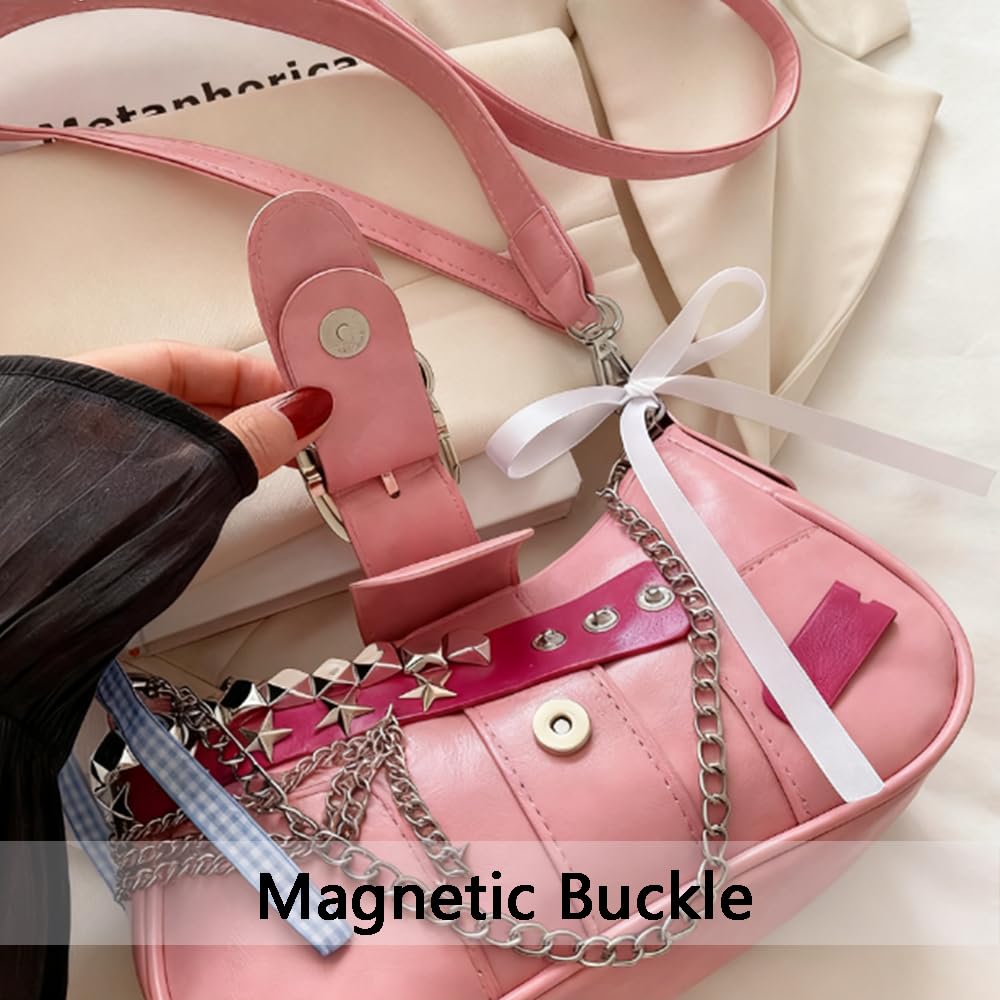 Y2K Shoulder Bag Leather Hobo Bags for Women, Small Cute Clutch Purses Millard Bag