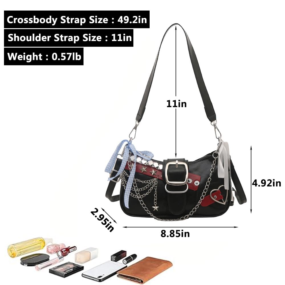 Y2K Shoulder Bag Leather Hobo Bags for Women, Small Cute Clutch Purses Millard Bag