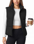 Womens Lightweight Cropped Puffer Vest Quilted Sleeveless Padded Coat