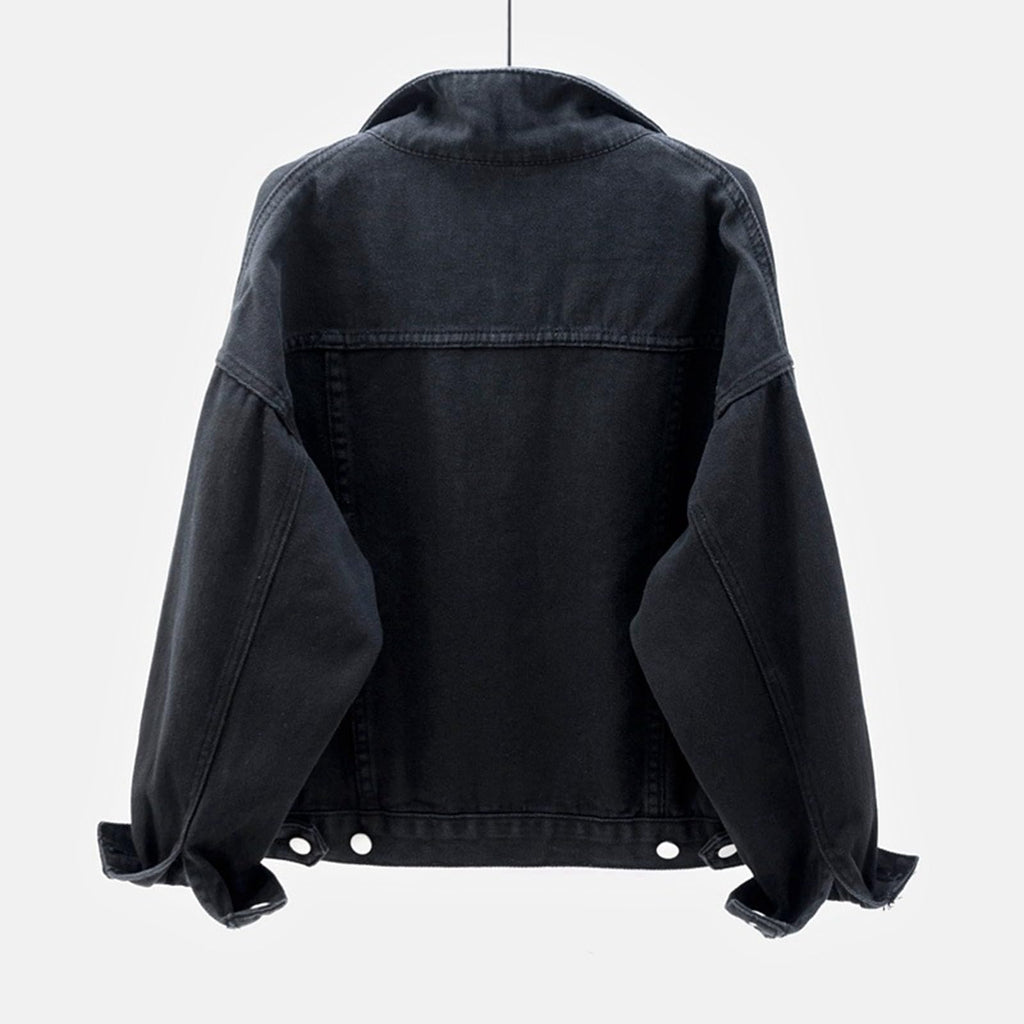 Plus Womens Denim Jackets Long Sleeve Button Jean Coats Fall Jacket With Pockets