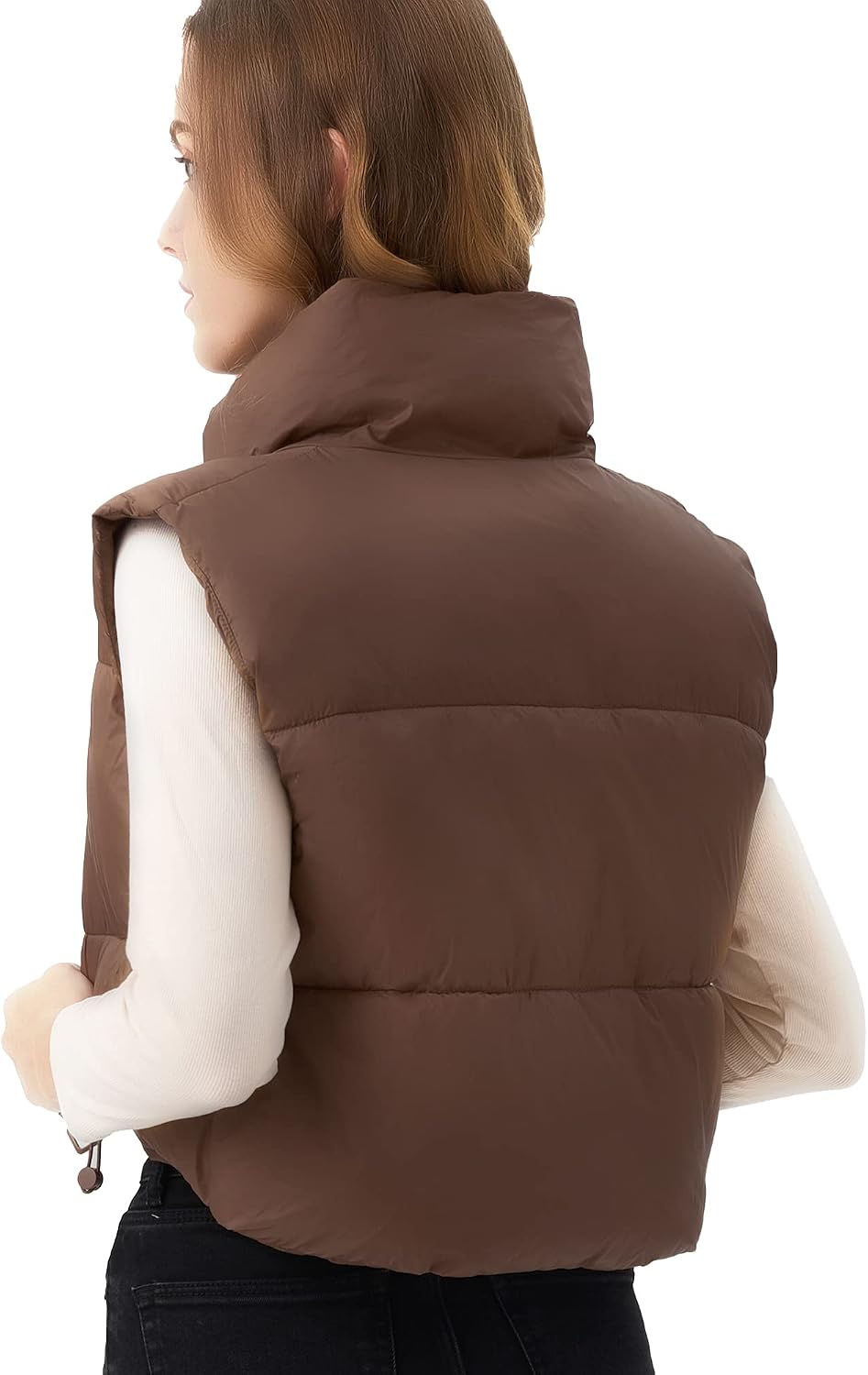 Women's Cropped Puffer Vest Lightweight Sleeveless Warm Vests For Women