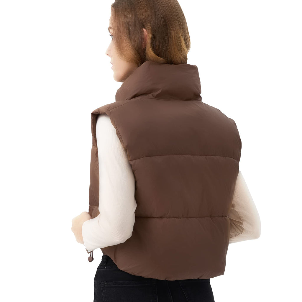 Women's Cropped Puffer Vest Lightweight Sleeveless Warm Vests For Women