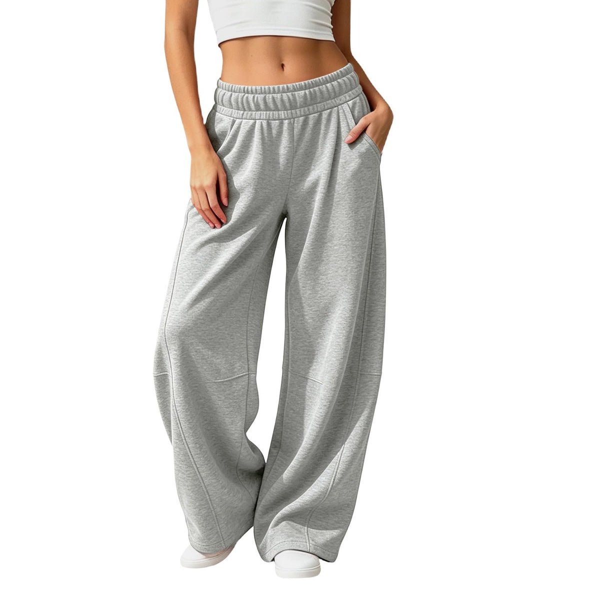 Barrel Sweatpants Women Wide Leg Baggy Lounge Casual Y2K Elastic Waisted Lounge Track Travel Pants with Pockets