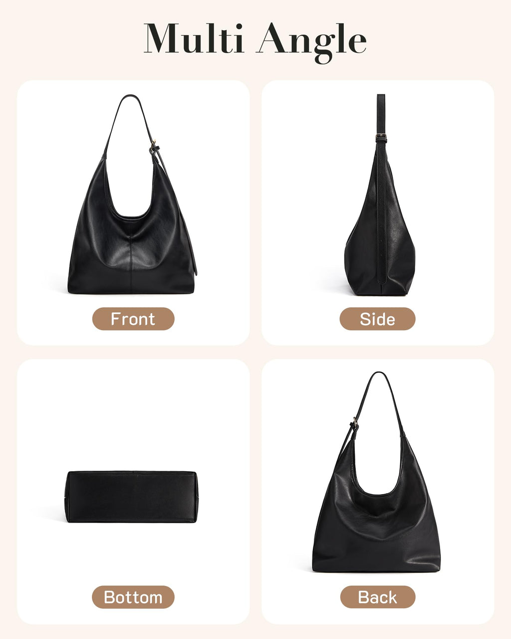 Fall Hobo Bags Purses with Makeupbag for Women, Soft Shoulder Bag Vegan Leather Tote Crossbody With makeup bag Purse Ladies Slouchy Handbag with Pouch
