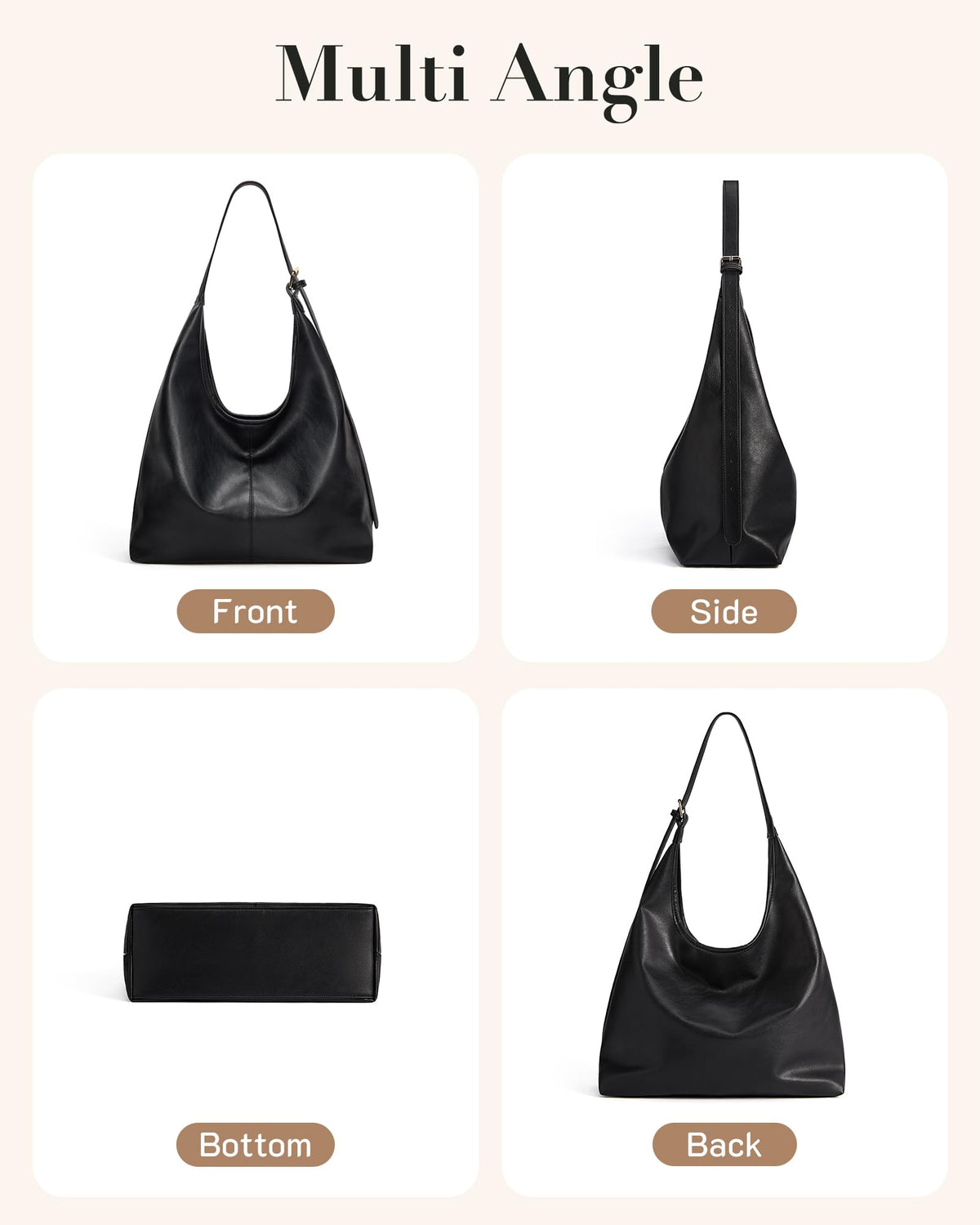 Fall Hobo Bags Purses with Makeupbag for Women, Soft Shoulder Bag Vegan Leather Tote Crossbody With makeup bag Purse Ladies Slouchy Handbag with Pouch