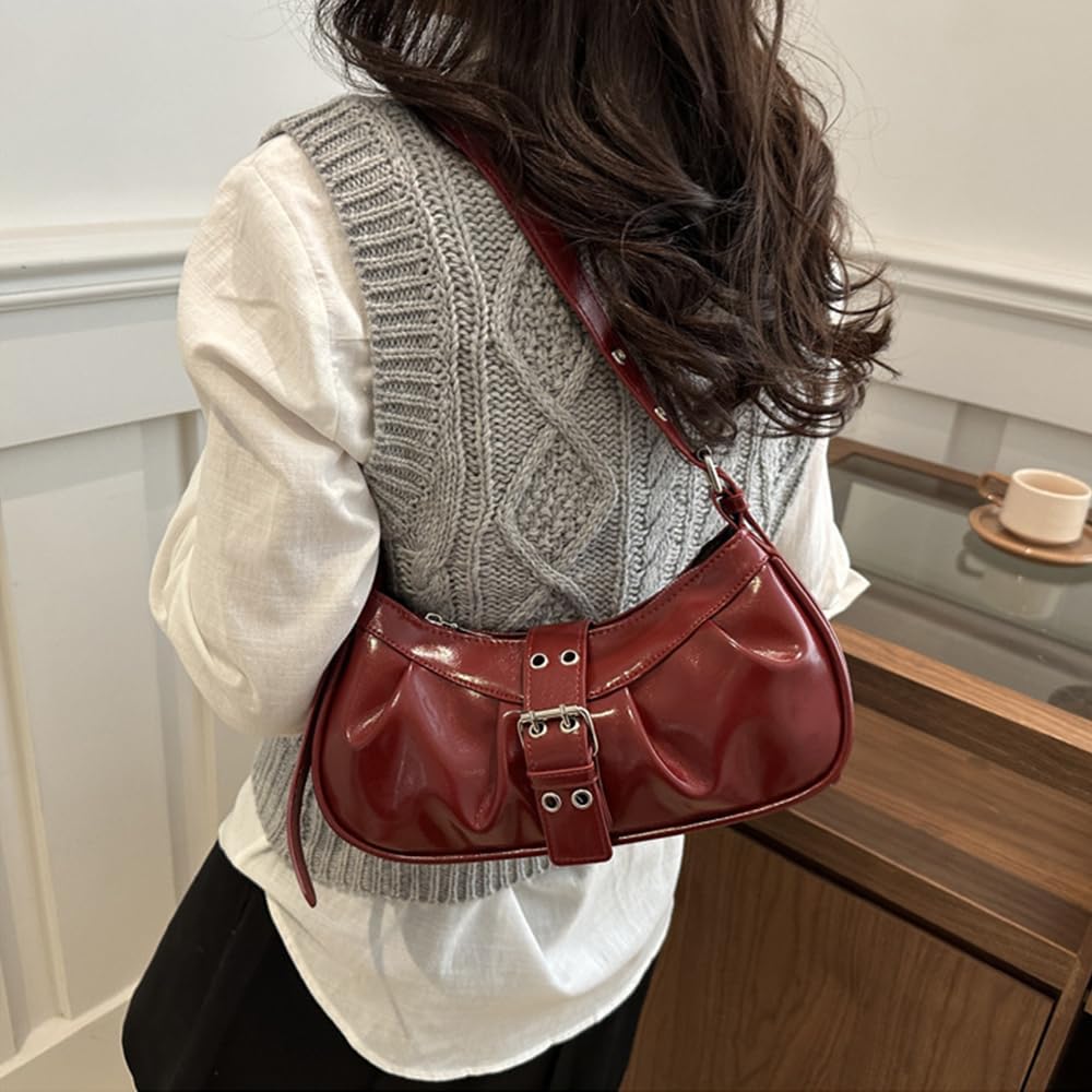 Y2K Shoulder Bag Leather Hobo Bags for Women, Small Cute Clutch Purses Millard Bag