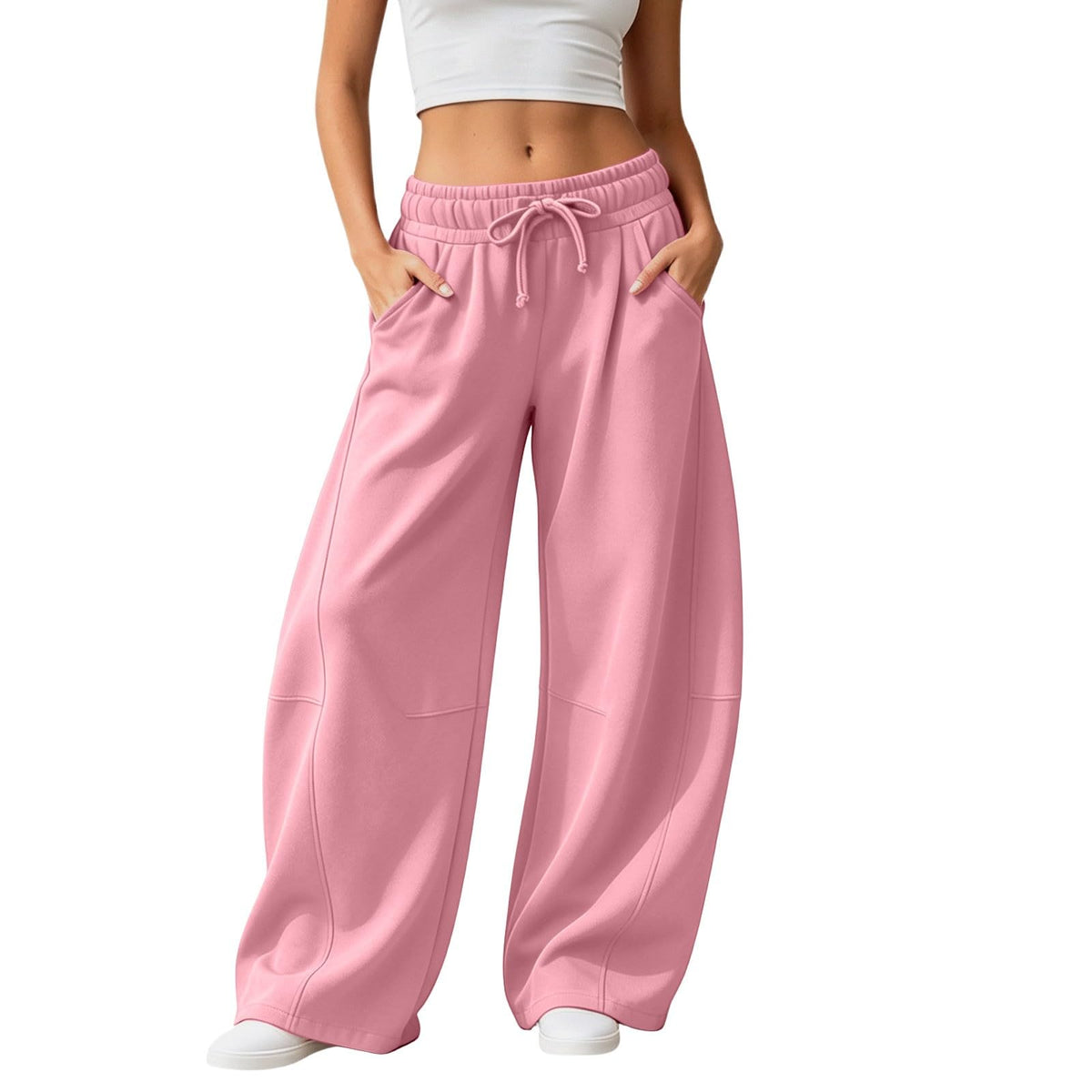 Barrel Sweatpants Women Wide Leg Baggy Lounge Casual Y2K Elastic Waisted Lounge Track Travel Pants with Pockets