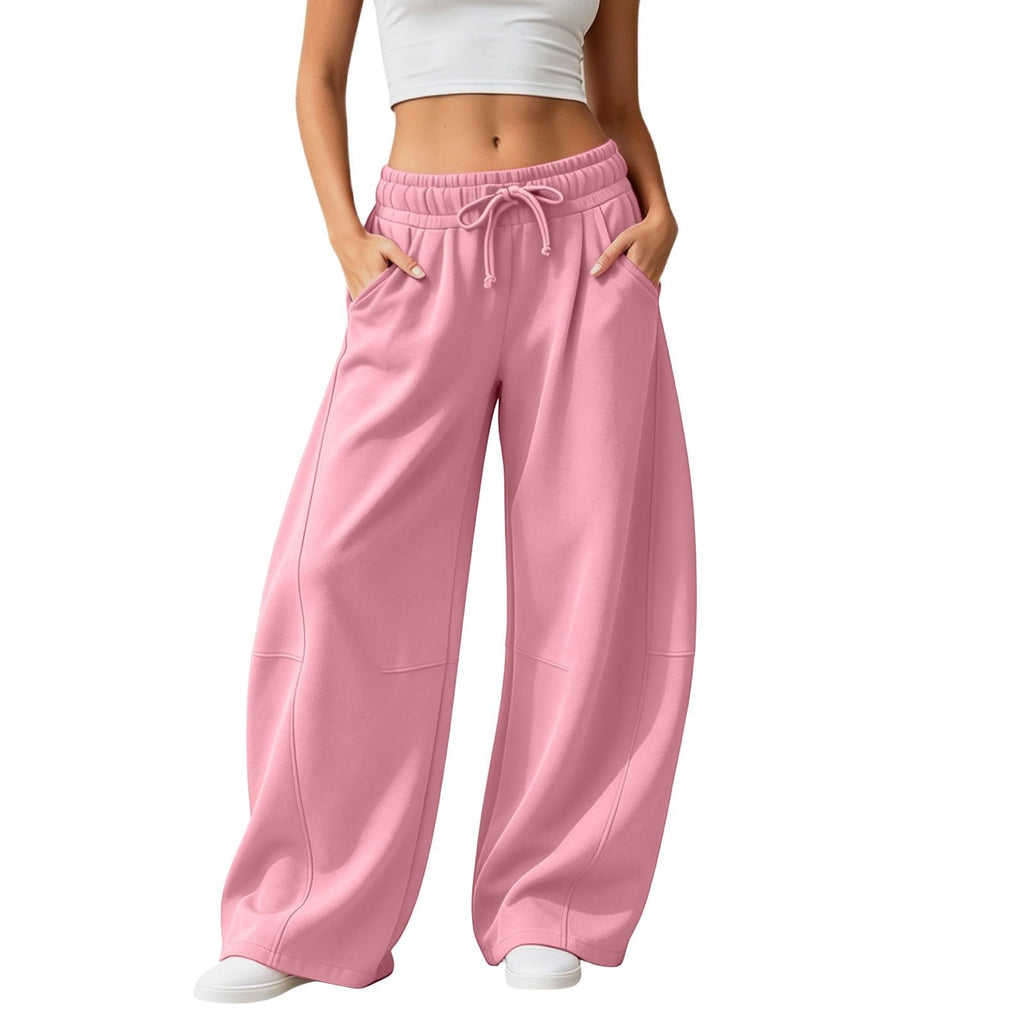 Barrel Sweatpants Women Wide Leg Baggy Lounge Casual Y2K Elastic Waisted Lounge Track Travel Pants with Pockets