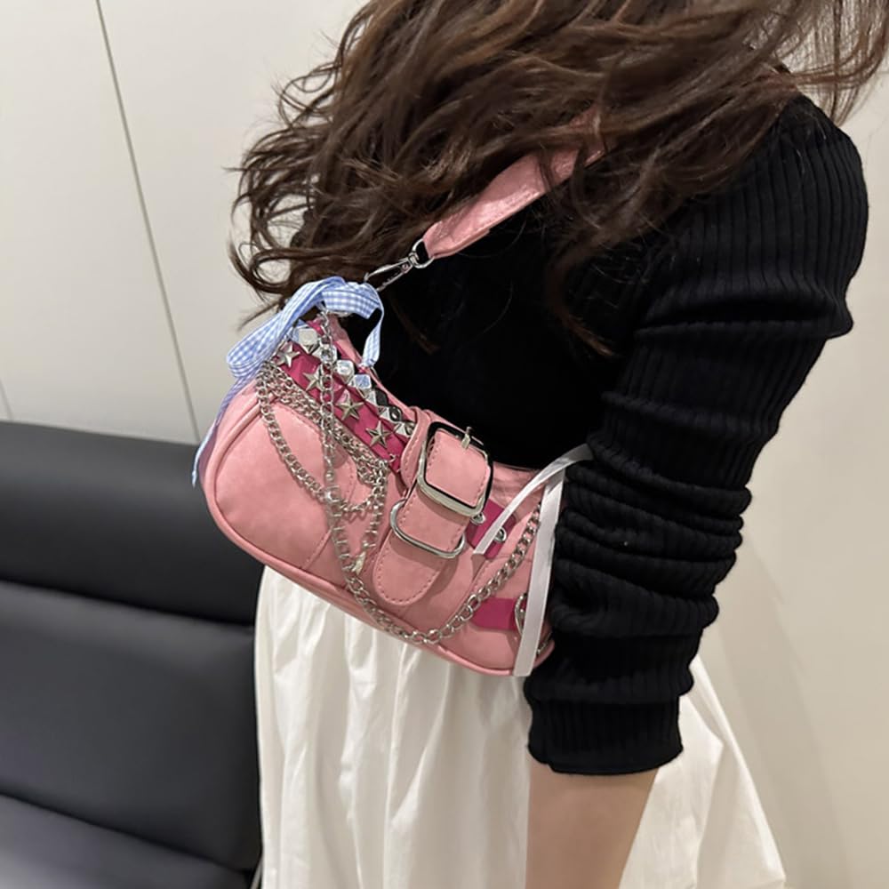 Y2K Shoulder Bag Leather Hobo Bags for Women, Small Cute Clutch Purses Millard Bag