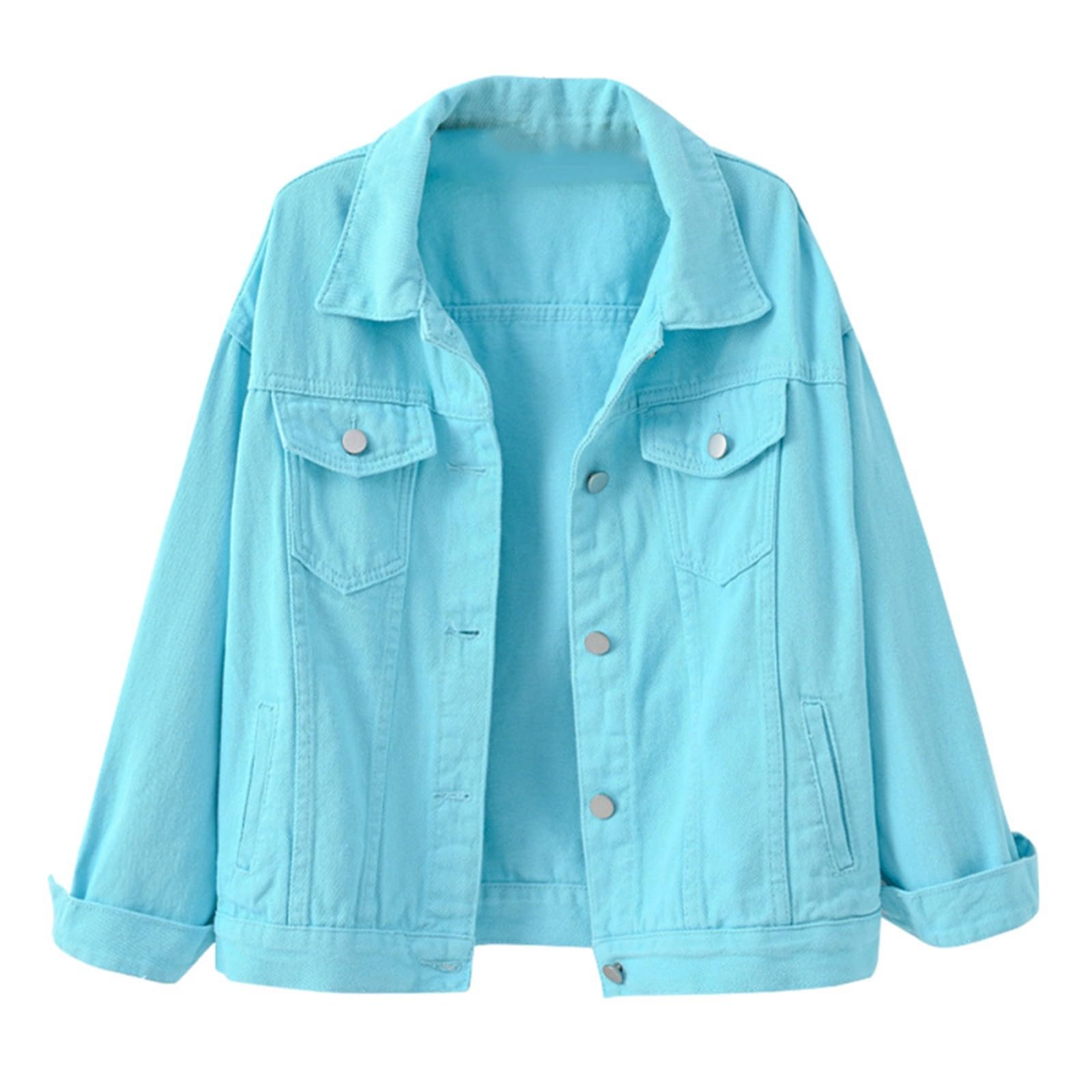 Plus Womens Denim Jackets Long Sleeve Button Jean Coats Fall Jacket With Pockets
